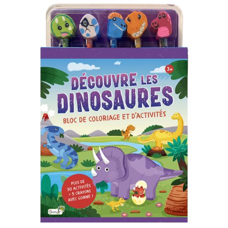 DÉCOUVRE LES DINOSAURES BLOC COLORIAGE ET ACTIVITES + 5 CRA