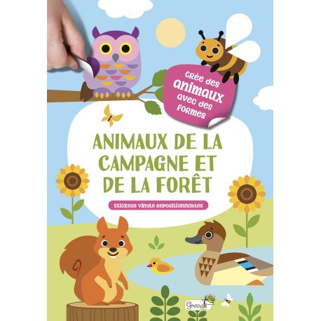 ANIMAUX DE LA CAMPAGNE ET DE LA FORÊT - STICKERS VINYLE REPOSITIONN