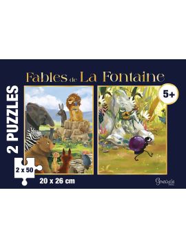 COFFRET 2 PUZZLES FABLES DE LA FONTAINE - 50 PIECES - 20X26CM