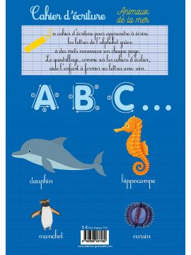 CAHIER D'ECRITURE - ANIMAUX DE LA MER